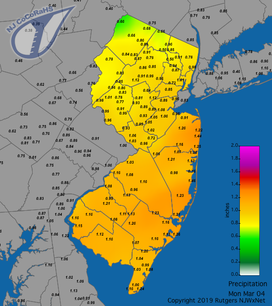 Precipitation map for March 3rd-4th