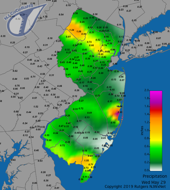 Precipitation map for May 28th-29th