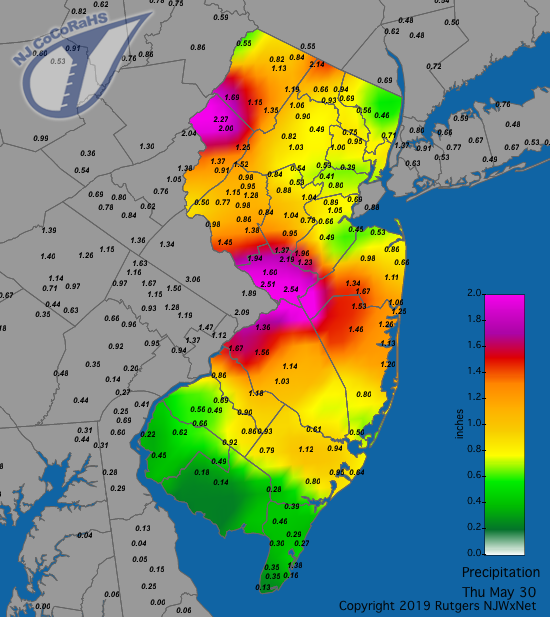 Precipitation map for May 29th-30th