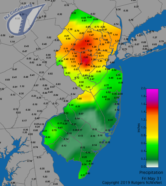 Precipitation map for May 30th-31st