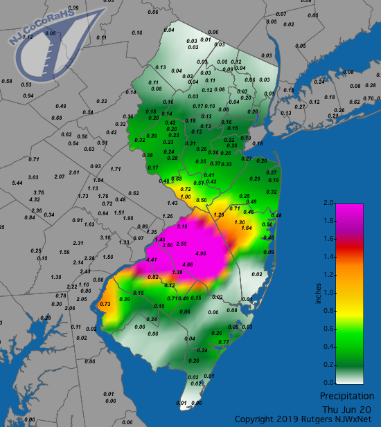 Precipitation map for June 19th-20th