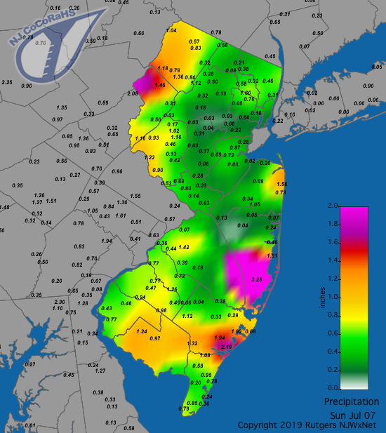 Precipitation map for July 6th-7th