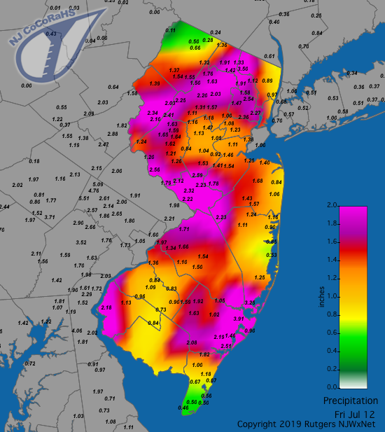 Precipitation map for July 11th-12th