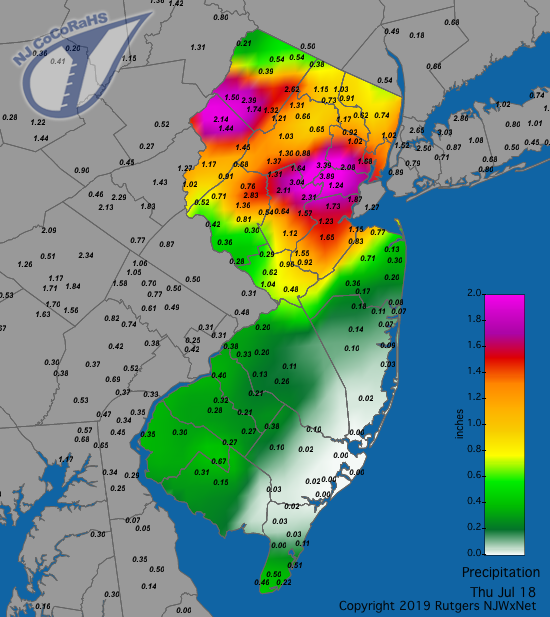 Precipitation map for July 17th-18th