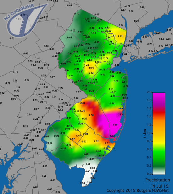 Precipitation map for July 18th-19th