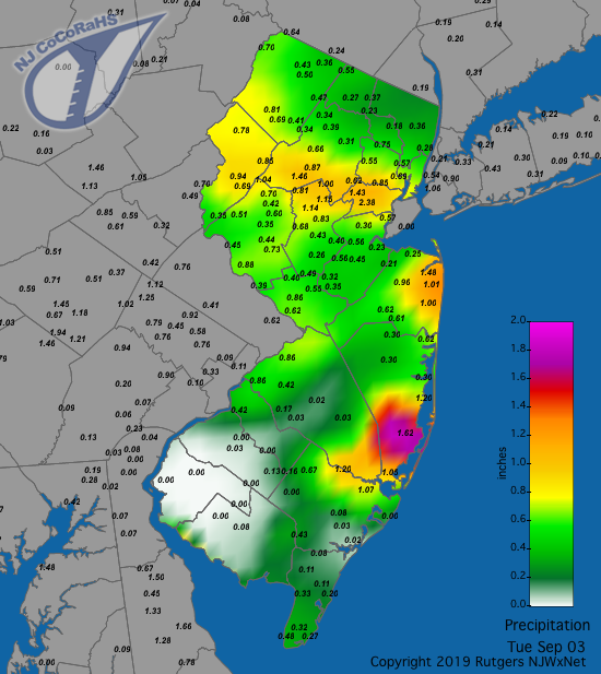 Precipitation map for September 3rd