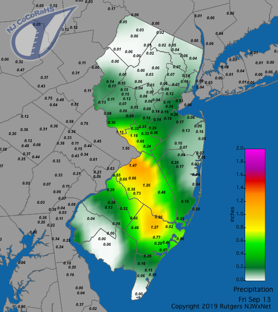 Precipitation map for September 13th