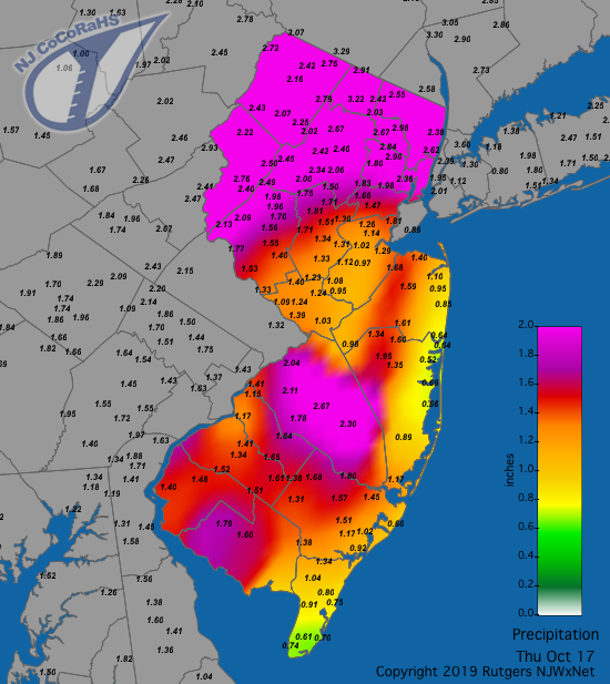 Precipitation map for October 17th