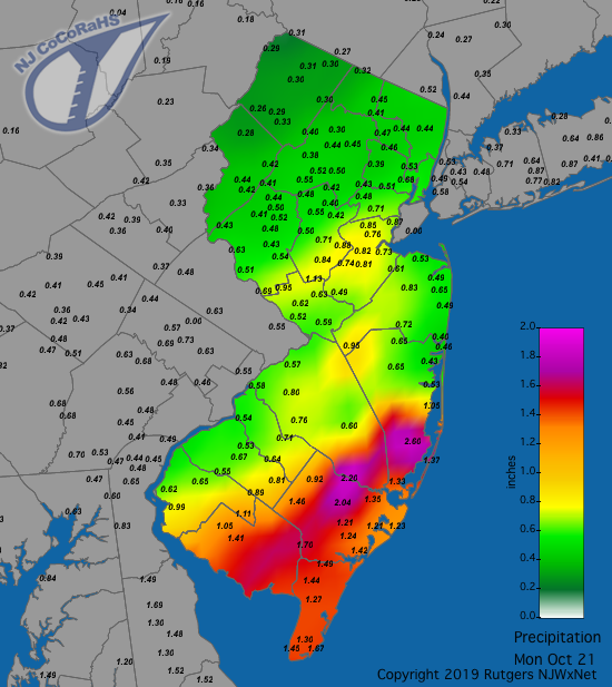 Precipitation map for October 21st