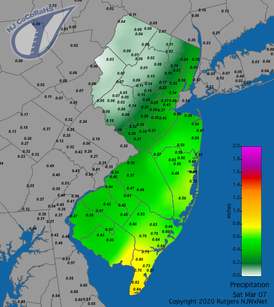 Precipitation map for March 7th