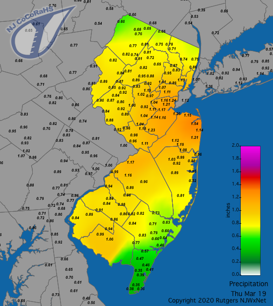 Precipitation map for March 19th