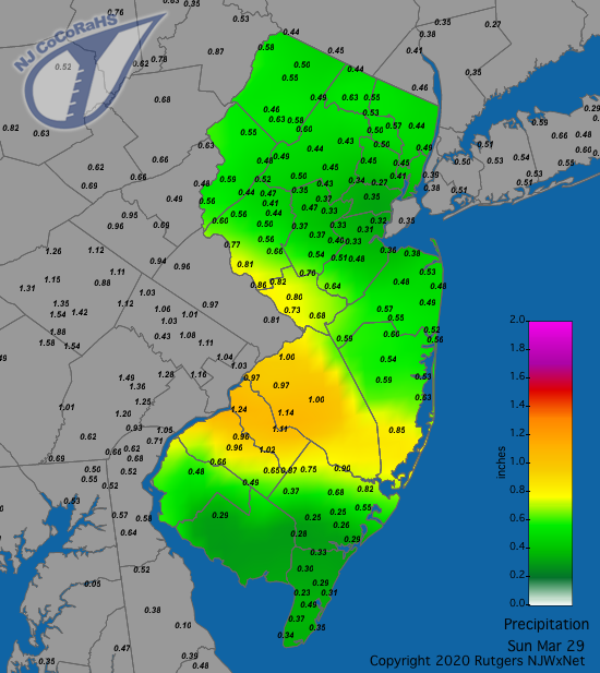 Precipitation map for March 29th