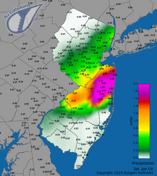 Precipitation map for June 6th