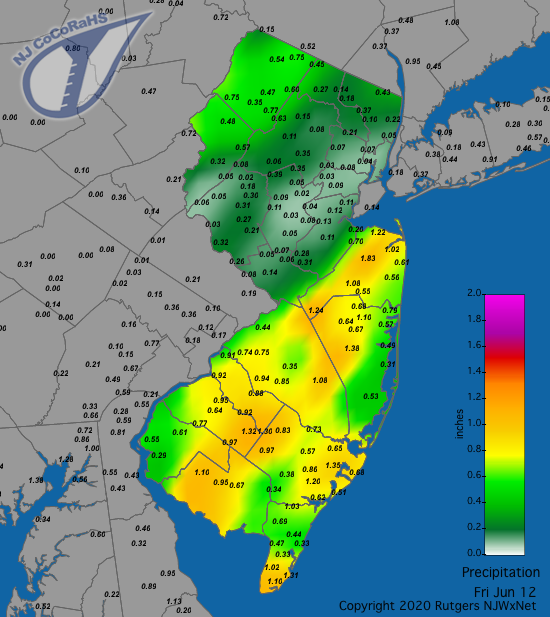 Precipitation map for June 12th