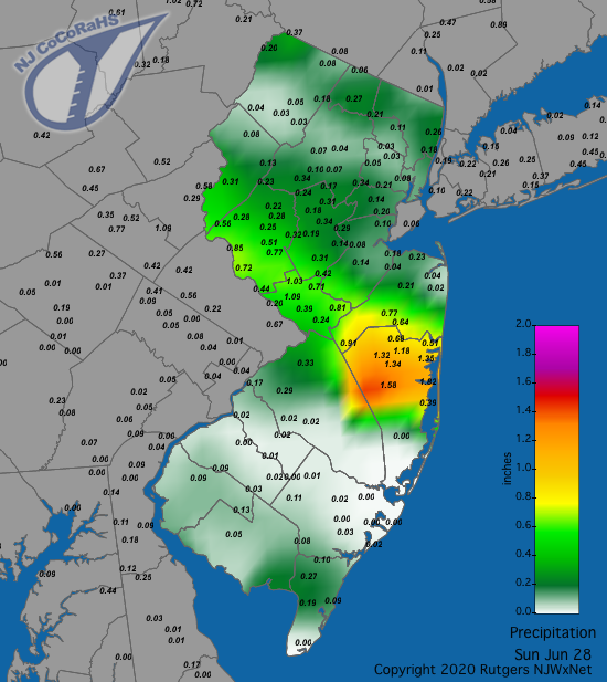 Precipitation map for June 28th