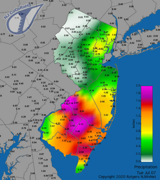 Precipitation map for July 7th