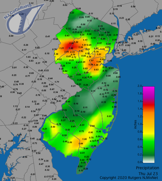 Precipitation map for July 23rd