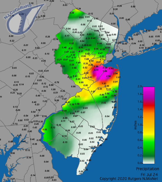 Precipitation map for July 24th