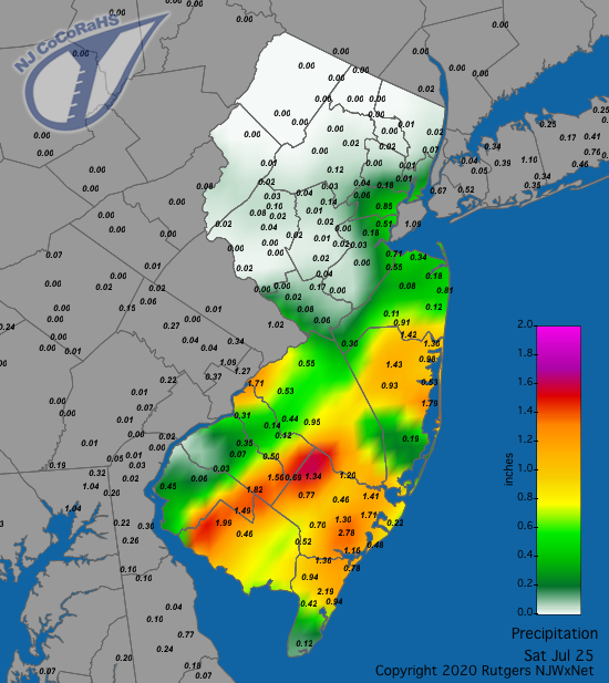 Precipitation map for July 25th