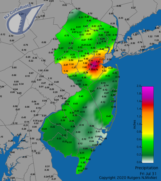 Precipitation map for July 31st