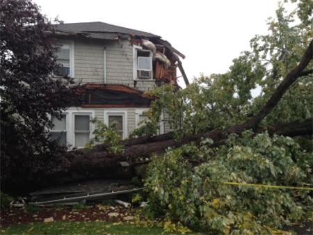 Damage from tornado in Paramus