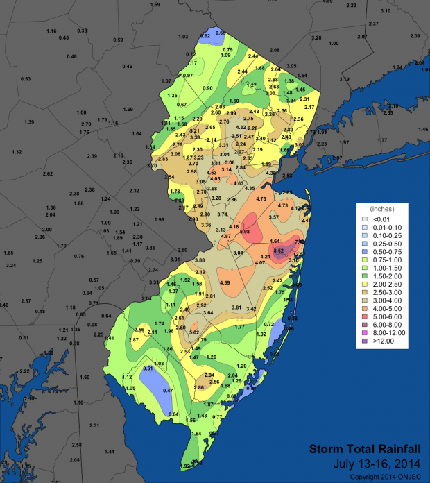 Rainfall totals map