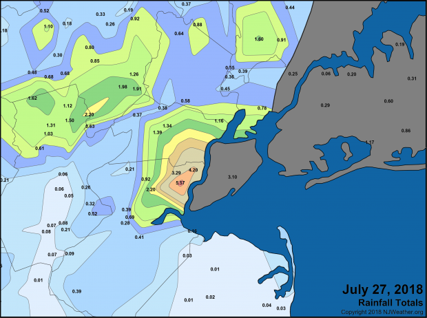 Rainfall map for July 27th