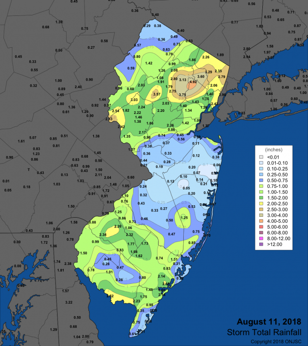 Rainfall map for August 11th