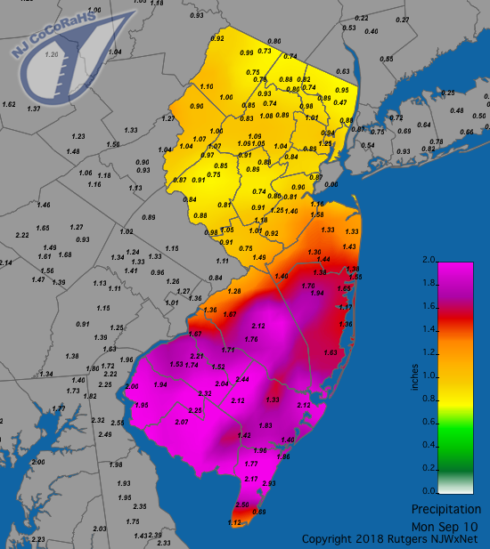 Rainfall map for September 10th