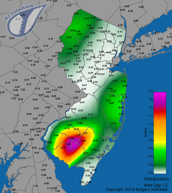 Rainfall map for September 12th