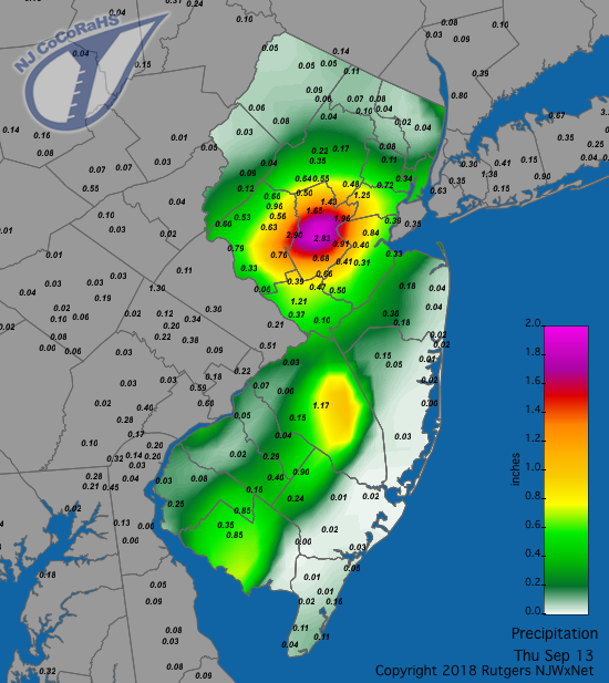 Rainfall map for September 13th