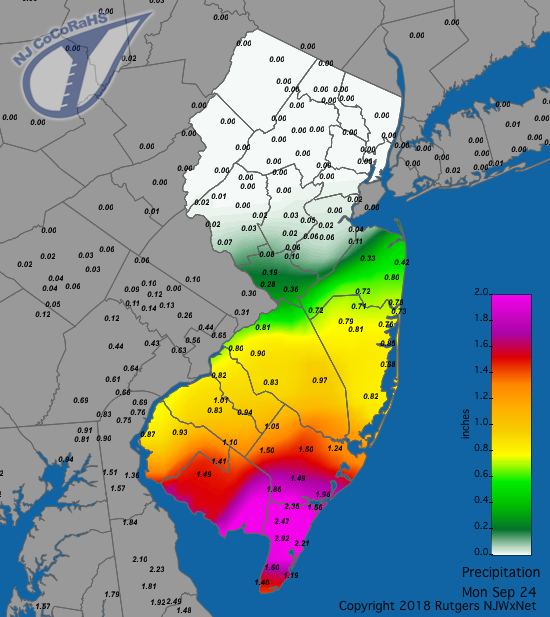 Rainfall map for September 24th