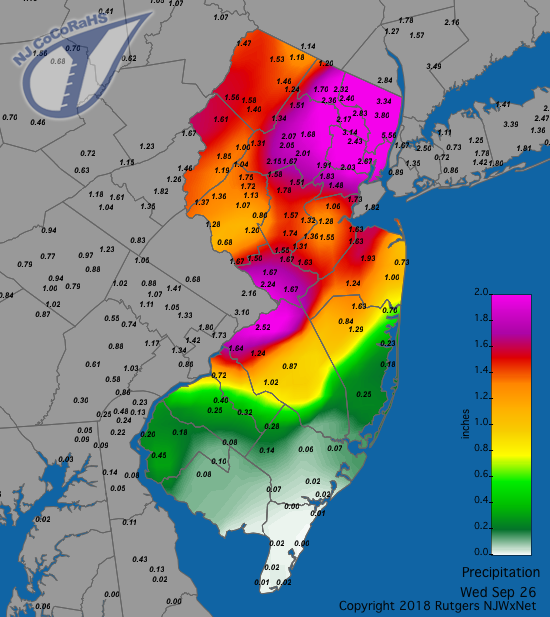 Rainfall map for September 26th