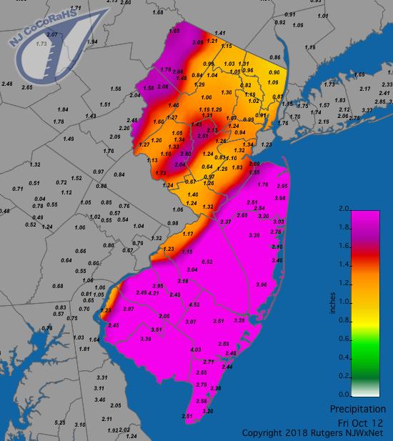 Rainfall map for October 12th