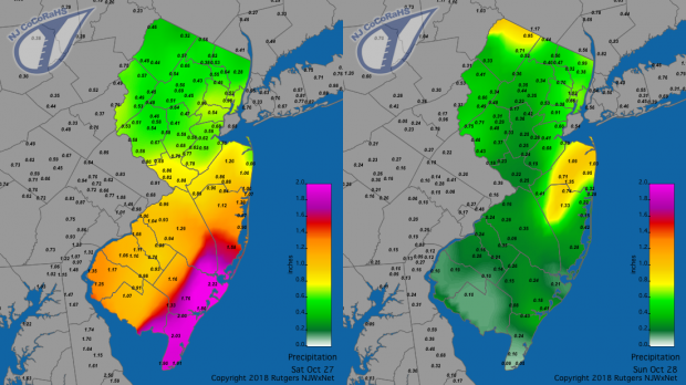 Rainfall maps for October 27 and 28