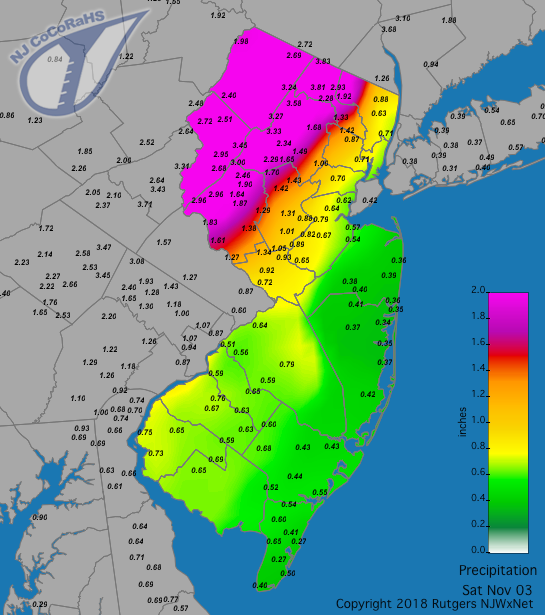 Rainfall map for November 3rd