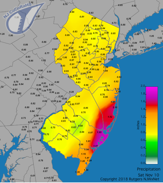 Rainfall map for November 10th