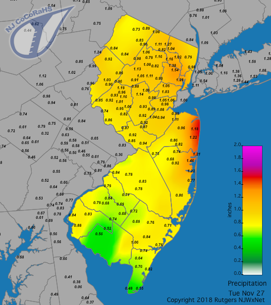 Rainfall map for November 27th