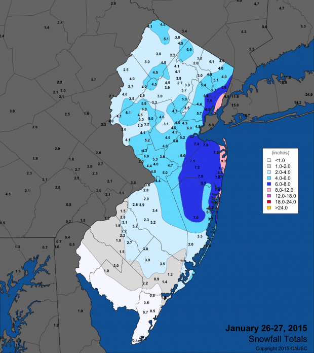 Jan 26-27 snow map