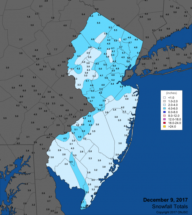 December 9th snow map