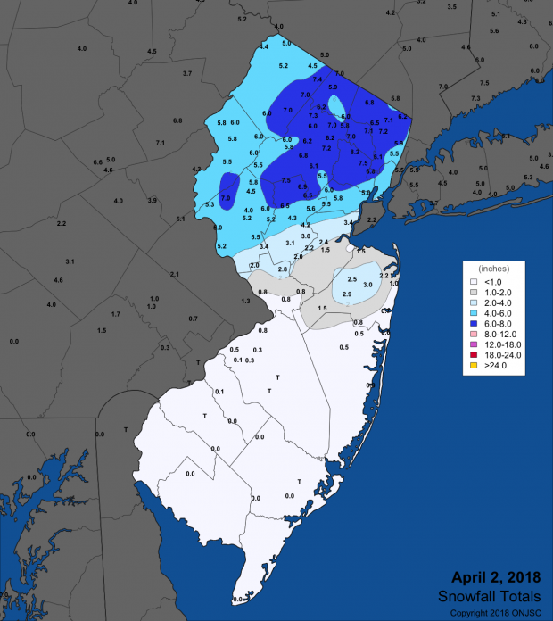 Snowfall map from April 2